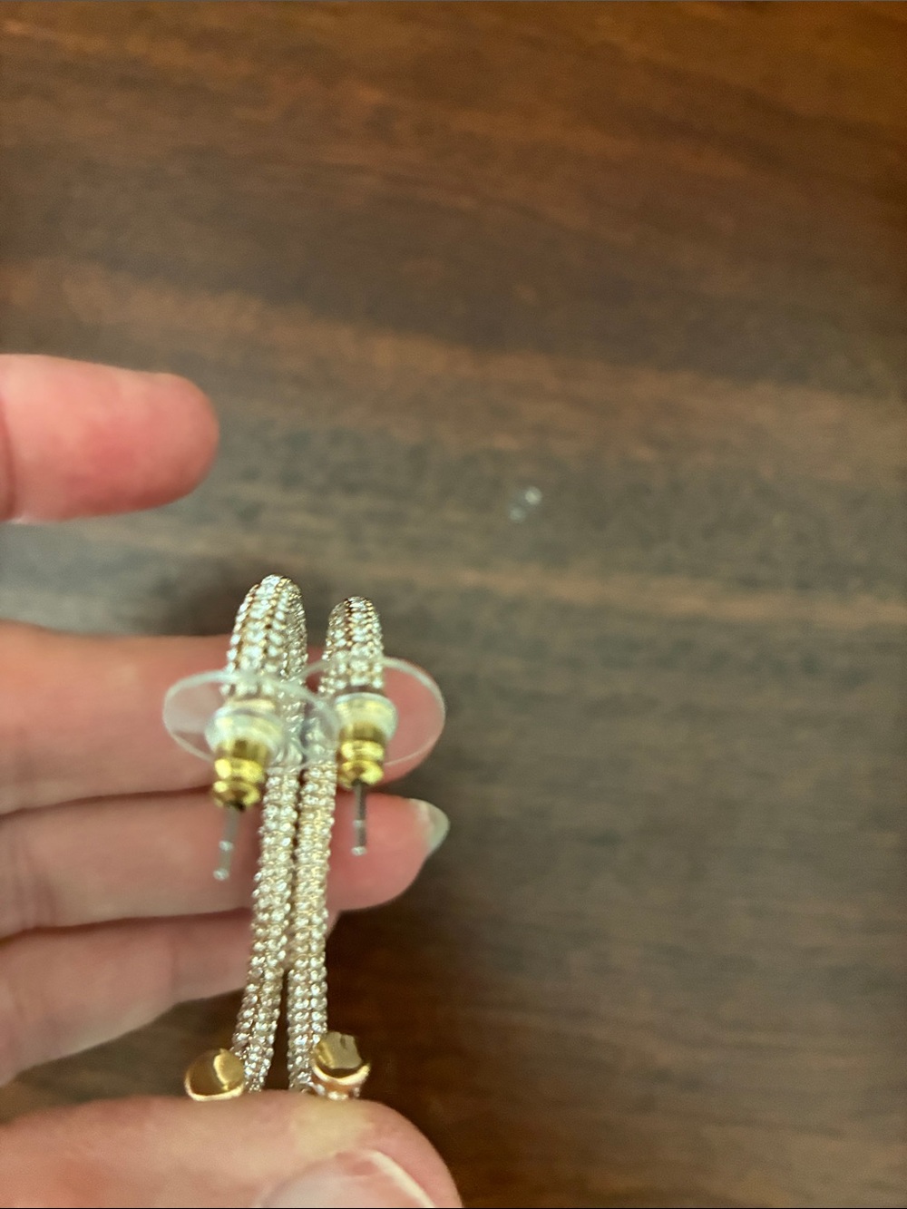 Pavé Crystal Hoop Earrings Gold Tone - Picture 4 of 4